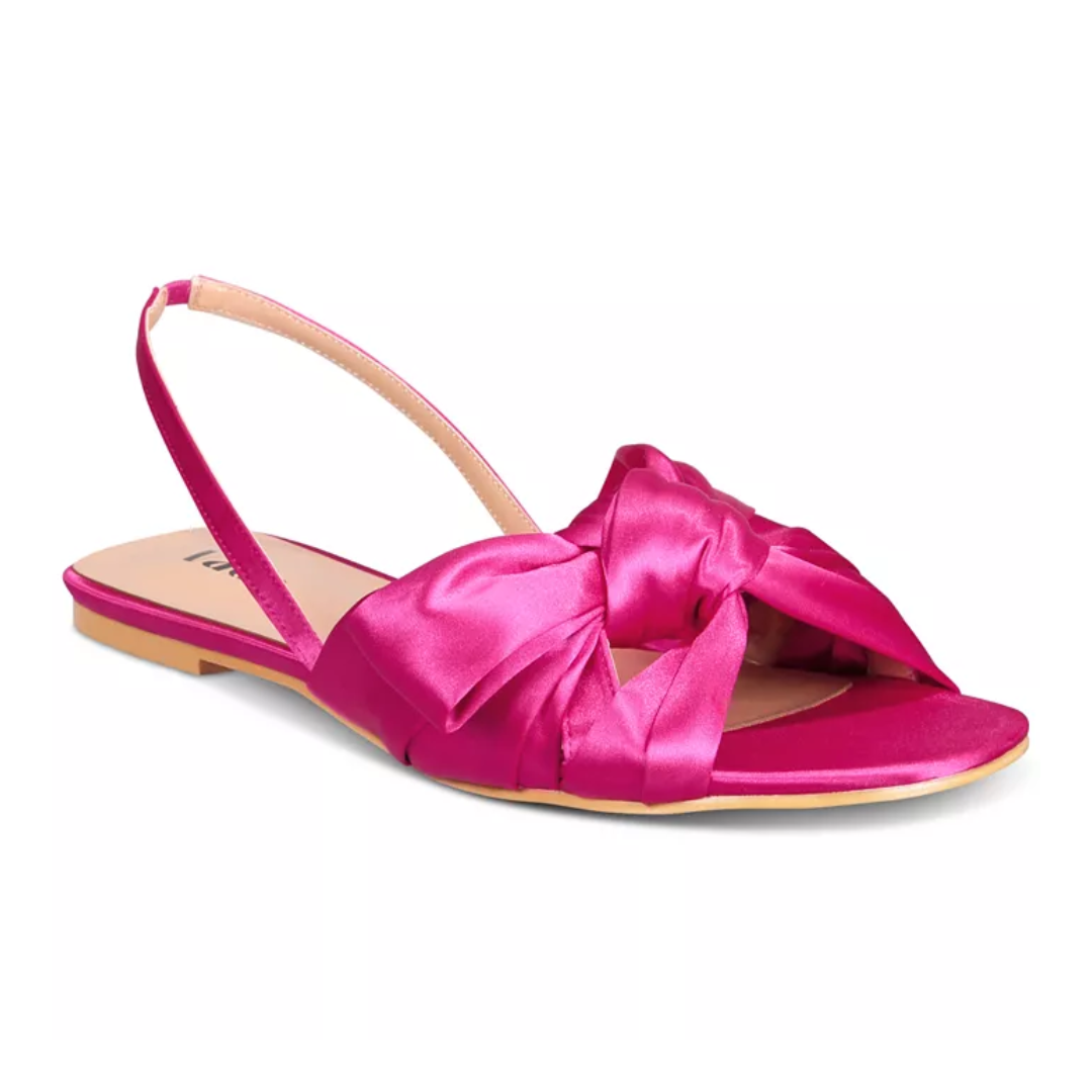 Sandalias LILA fucsia de satén con detalle de lazo