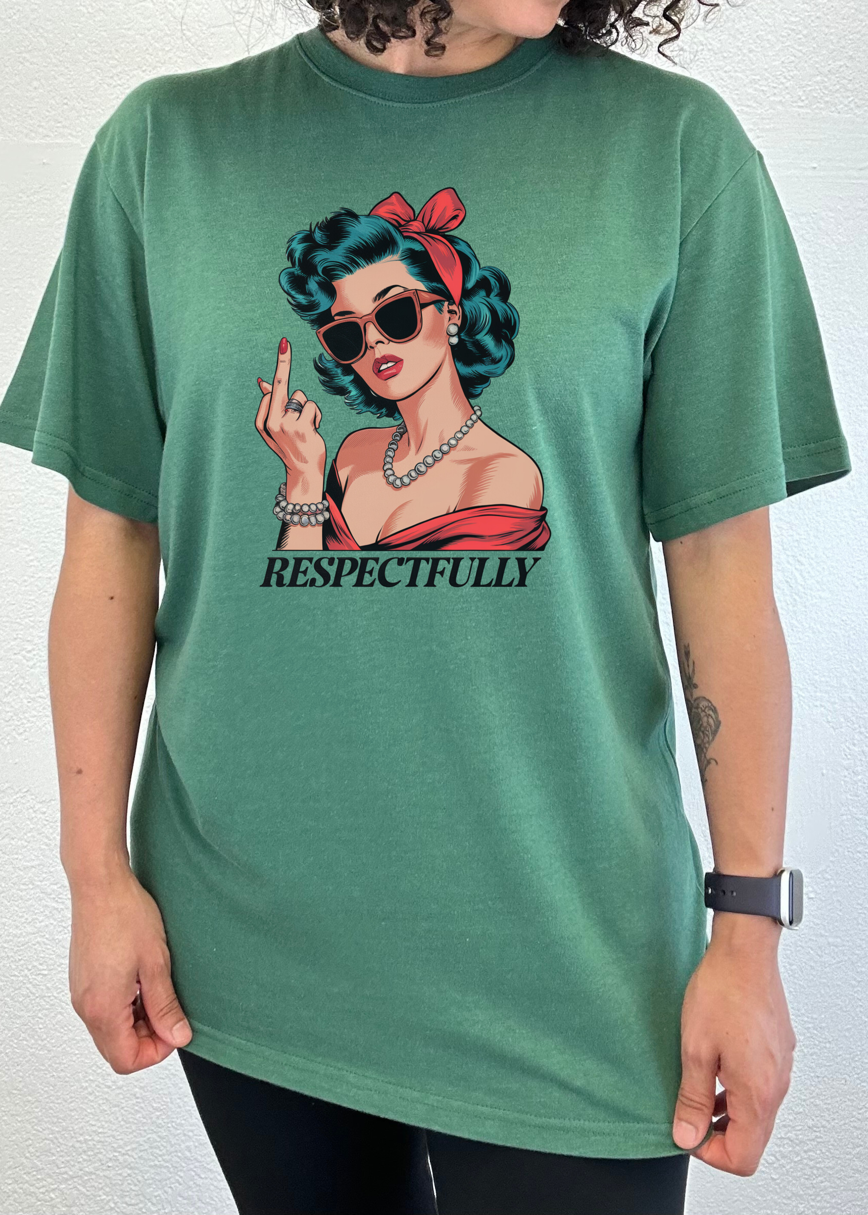 Respectfully Middle Finger Unisex Bamboo/Cotton Graphic T-Shirt by Spun Bamboo – product view 4