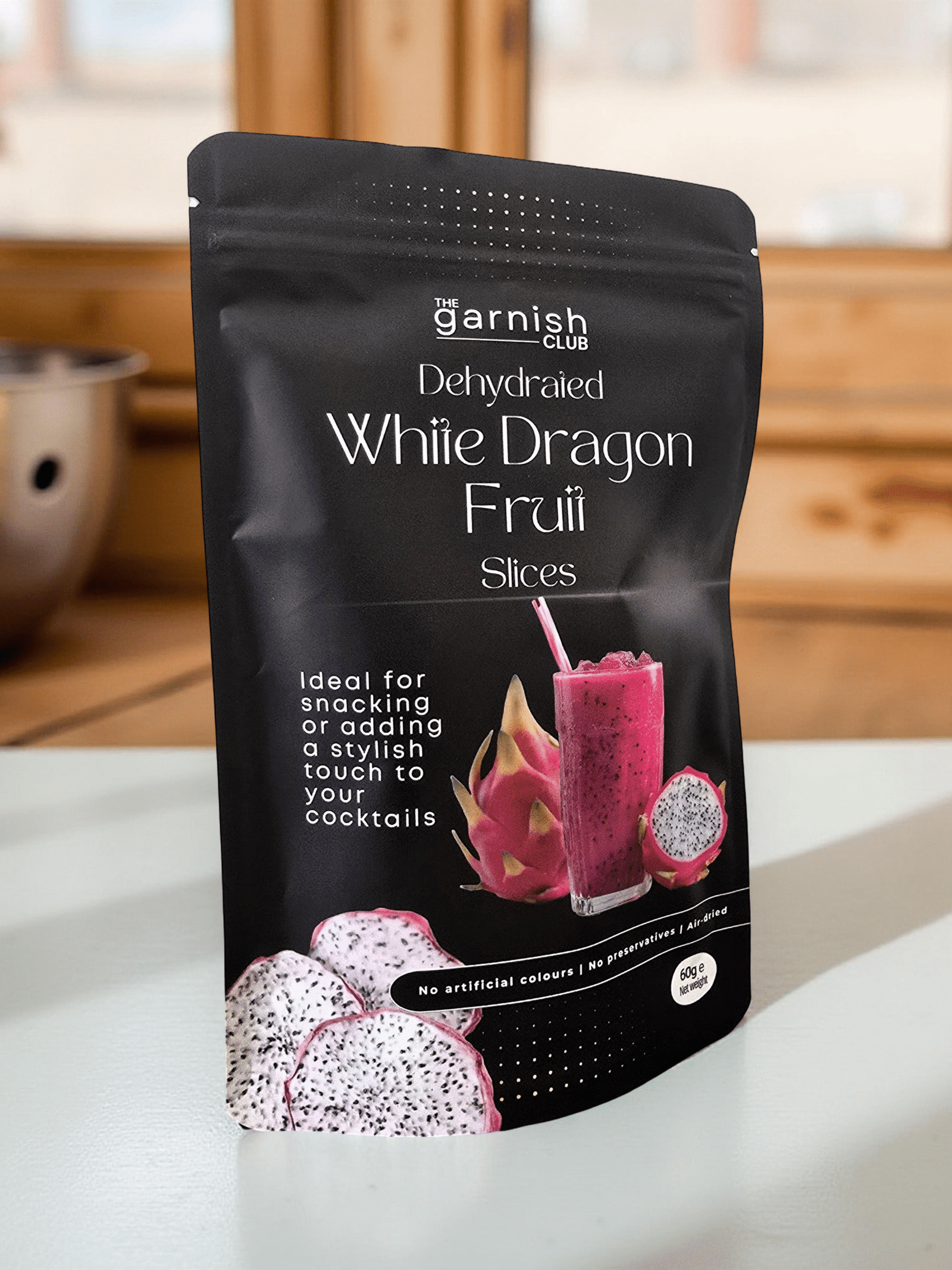 The Garnish Club Premium Dehydrated White Dragon Fruit Cocktail Garnish Slices