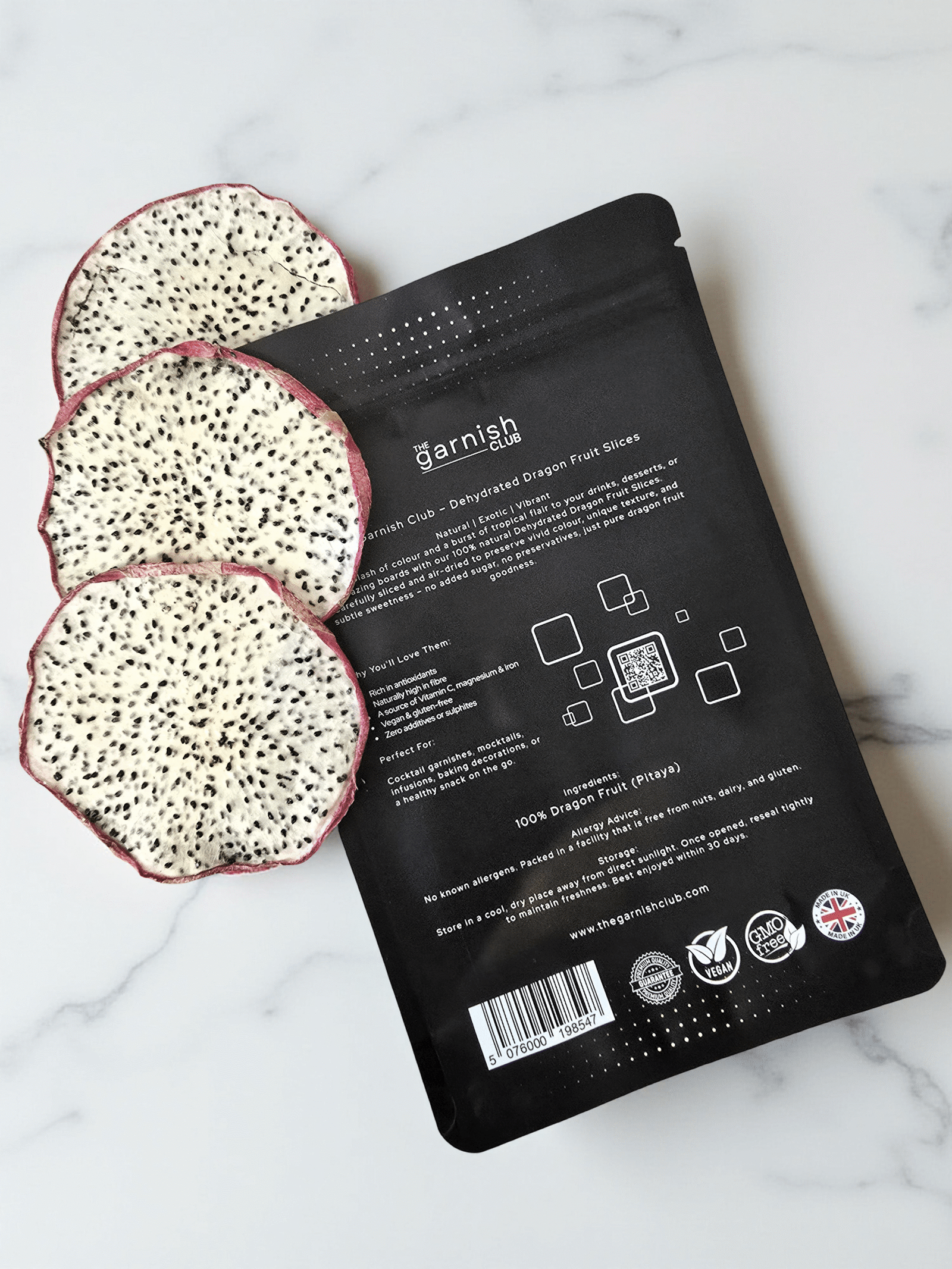 The Garnish Club Premium Dehydrated White Dragon Fruit Cocktail Garnish Slices