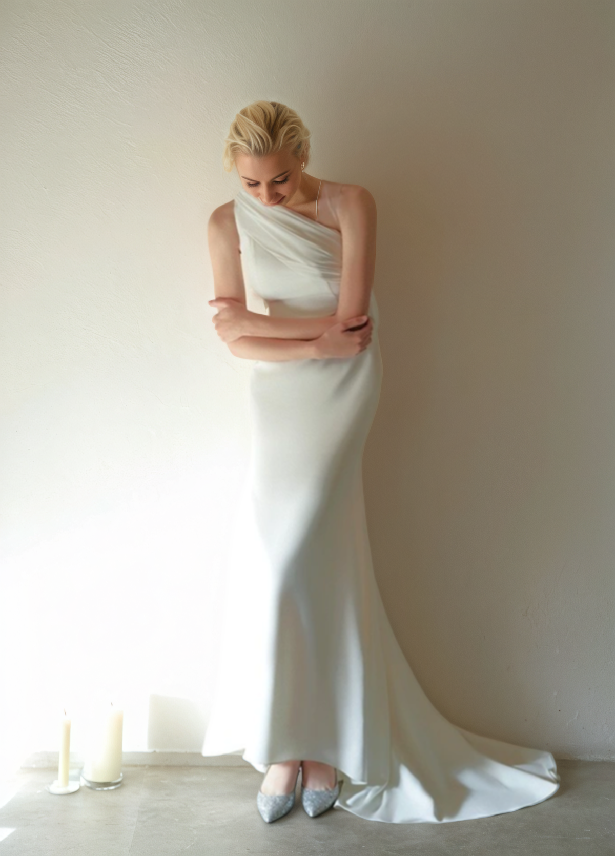 SelenaHuanStudio One-Shoulder Satin Wedding Dress, product view 1.
