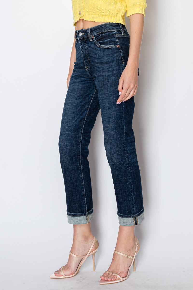 Artemis Vintage Zephyra high-rise tummy-control straight jeans with a single convertible cuff.