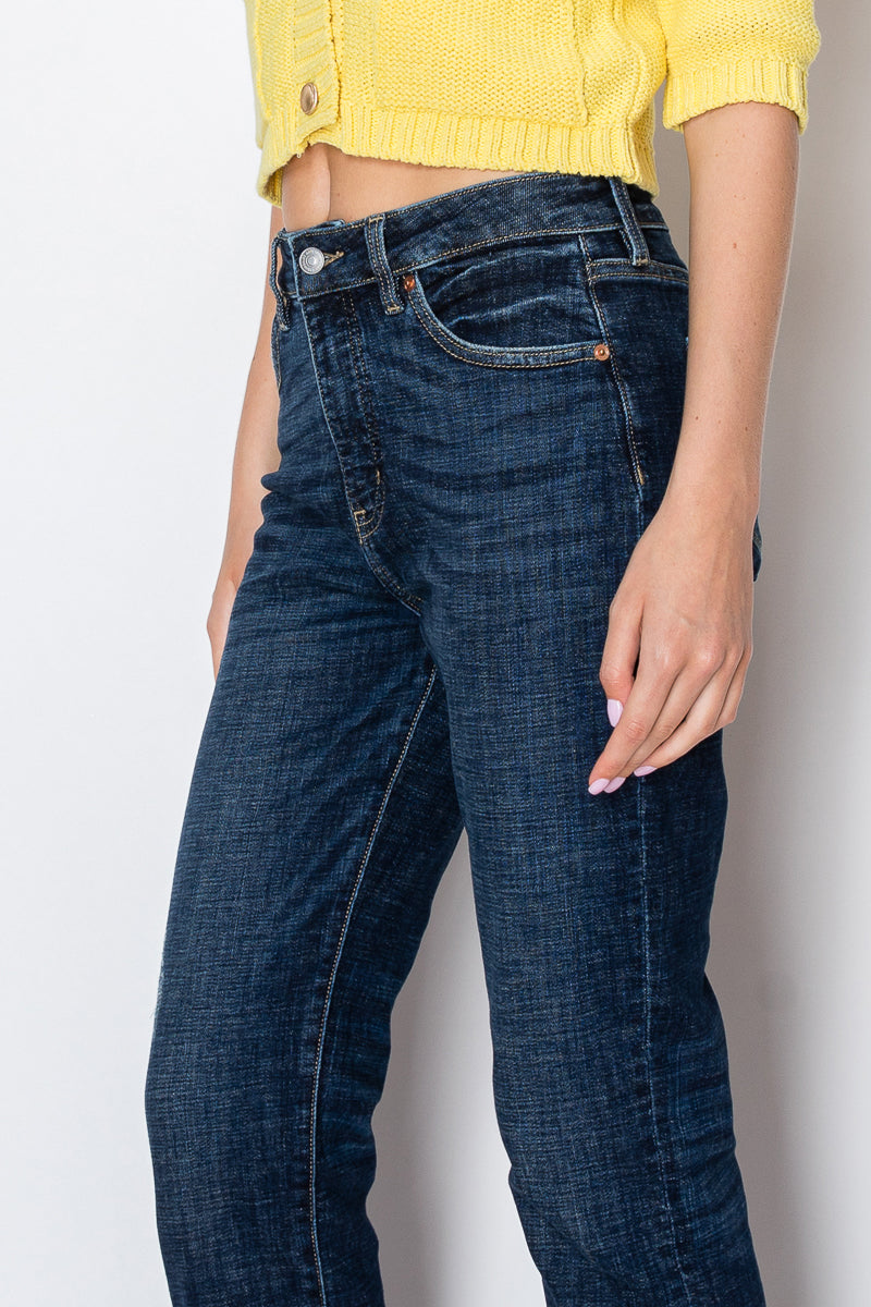 Artemis Vintage Zephyra high-rise tummy-control straight jeans with a single convertible cuff.