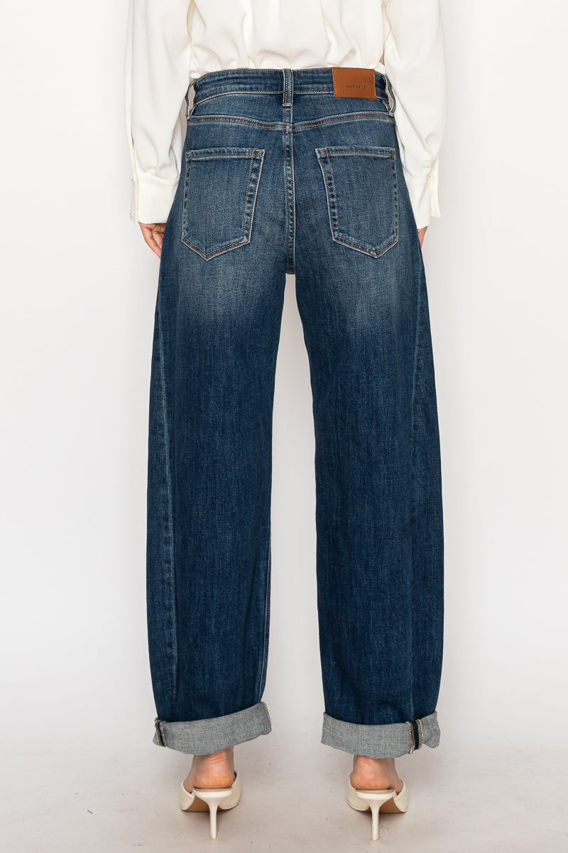Artemis Vintage Dark-Wash High-Rise Barrel Jeans