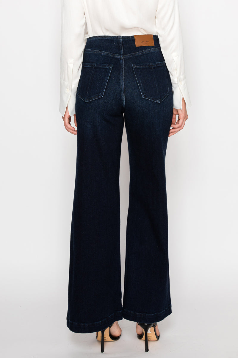 Eco Friendly Ultra High Rise Slim Palazzo Sailor Jeans by Artemis Vintage – product view 4