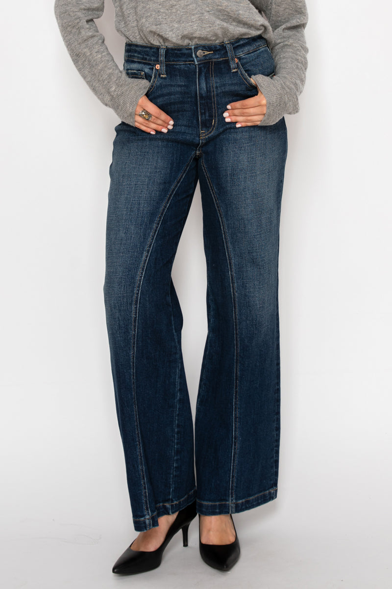 Hybrid Stretch Ripped Ultra High Rise Relaxed Flare Jeans