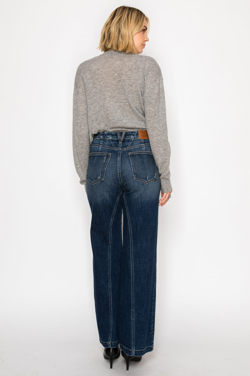 Hybrid Stretch Ripped Ultra High Rise Relaxed Flare Jeans