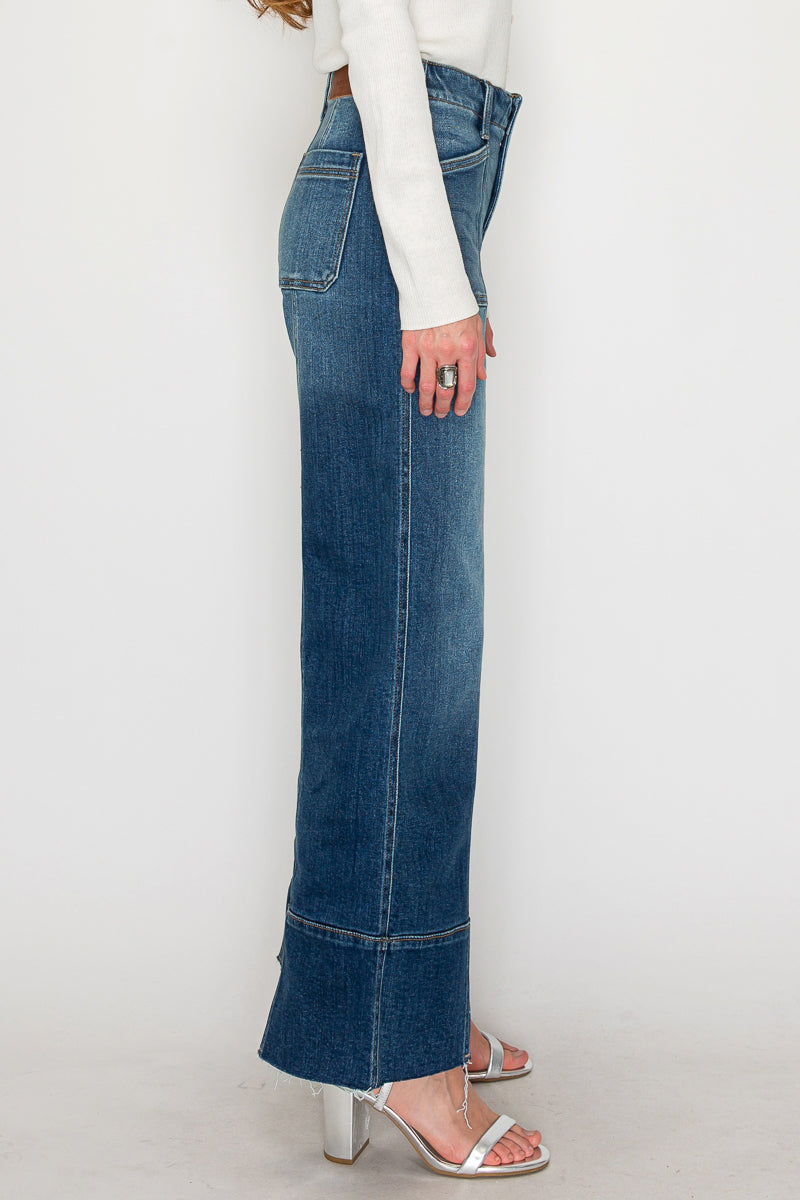 Aurora Tummy Control Eco Friendly Fabric Slim Palazzo Jeans (Dark Wash) by Artemis Vintage – product view 5