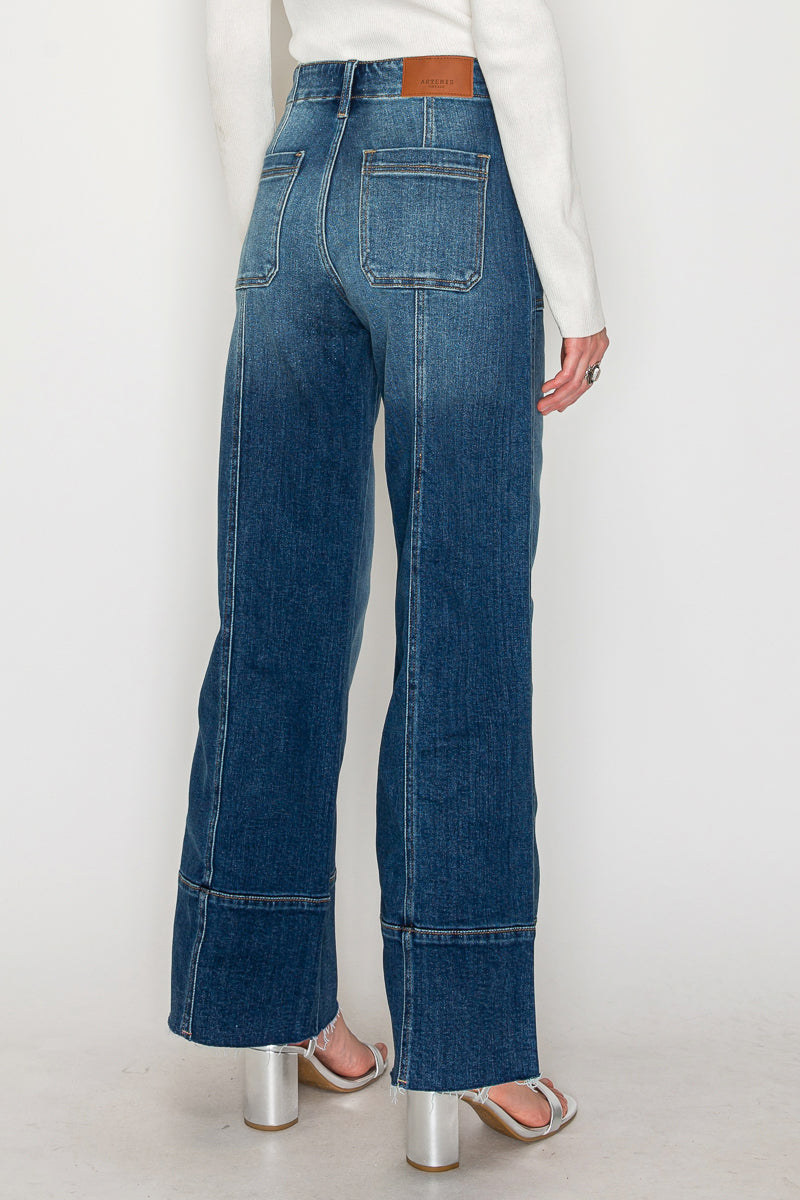 Aurora Tummy Control Eco Friendly Fabric Slim Palazzo Jeans (Dark Wash) by Artemis Vintage – product view 6