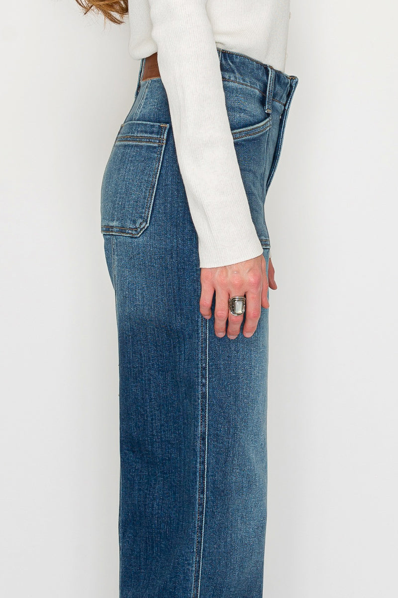 Aurora Tummy Control Eco Friendly Fabric Slim Palazzo Jeans (Dark Wash) by Artemis Vintage – product view 8