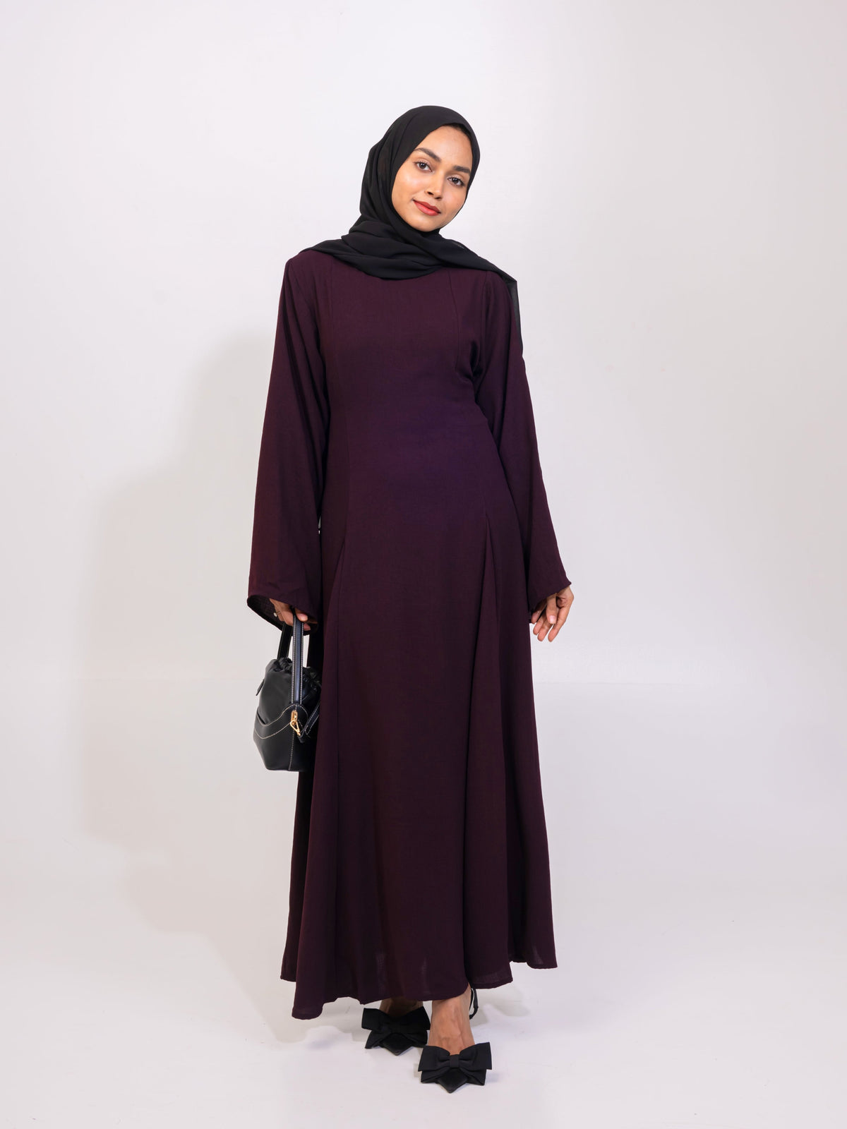 Aidah Tie-Back A-Line Dress — Wine, product view 3.
