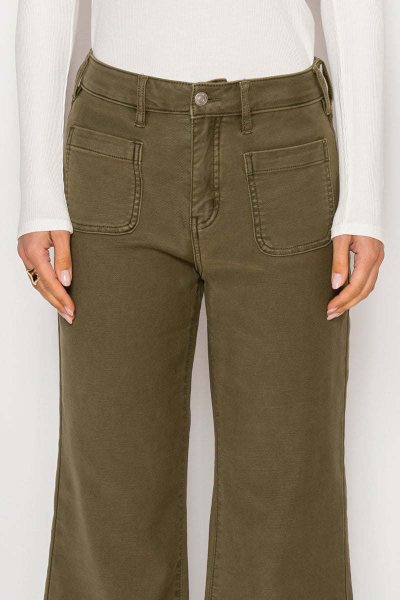 Jeans palazzo capri Margot de tiro alto