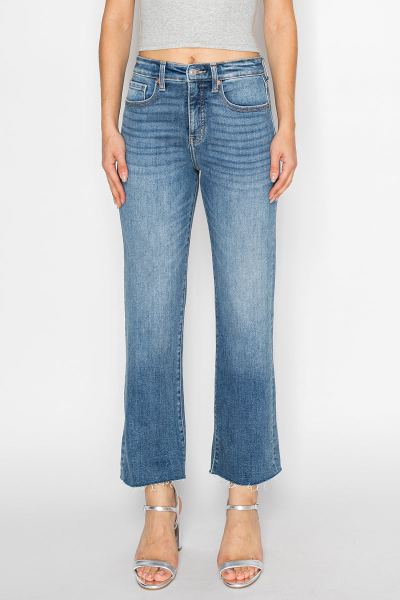 Tummy Control High Rise Straight with Single Cuff Jeans
