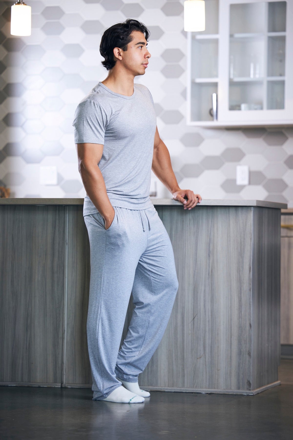 Men's Soft Bamboo Lounge Pajama Set - Short Sleeve Top & Pants by Spun Bamboo – product view 6