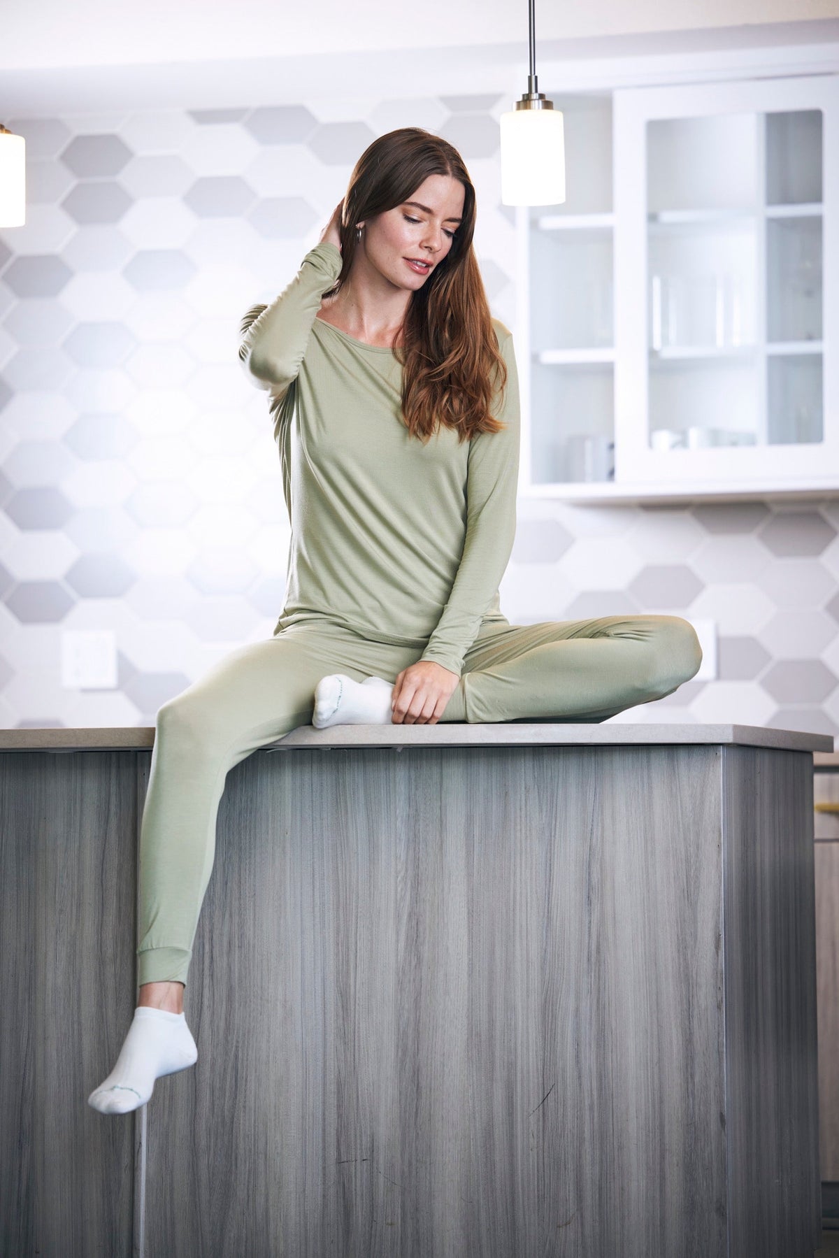 Women's Bamboo Lounge Set - Long Sleeve T-Shirt and Jogger Pants by Spun Bamboo – primary product view