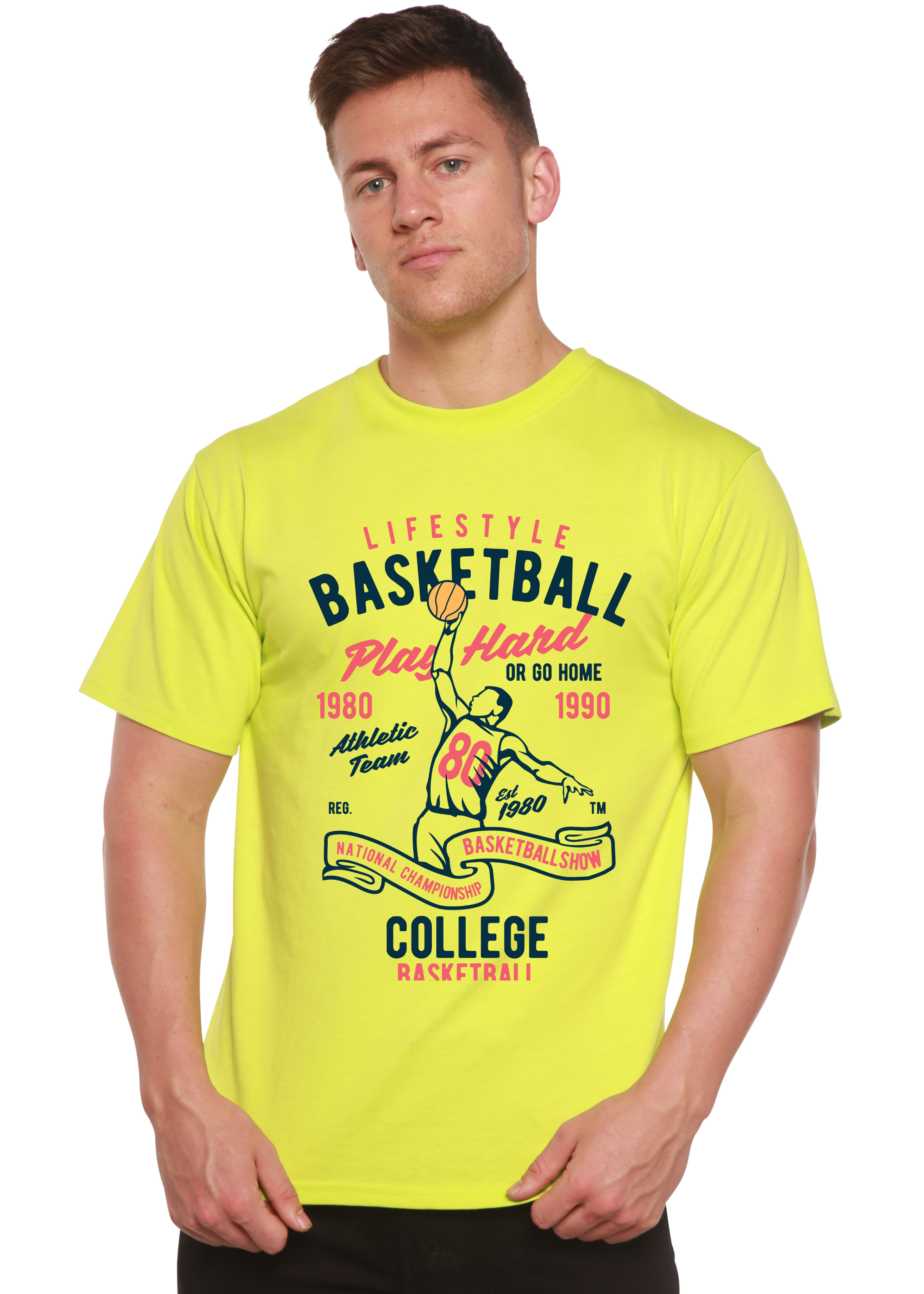 Life Style Basketball Men's Bamboo Viscose/Organic Cotton Short Sleeve Graphic T-Shirt by Spun Bamboo – product view 6