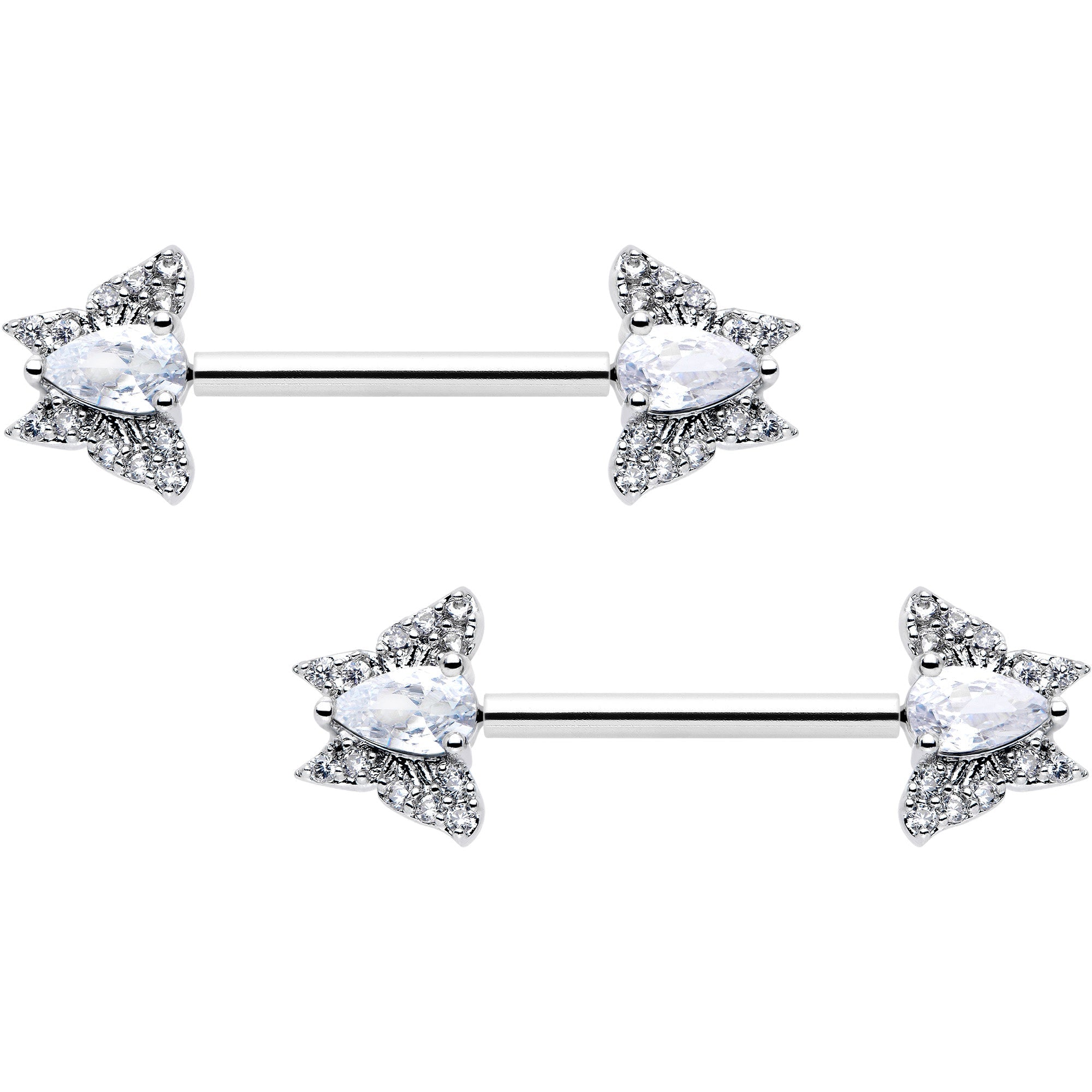 Juego de aros para pezón sin rosca estilo mariposa 14G 9/16
