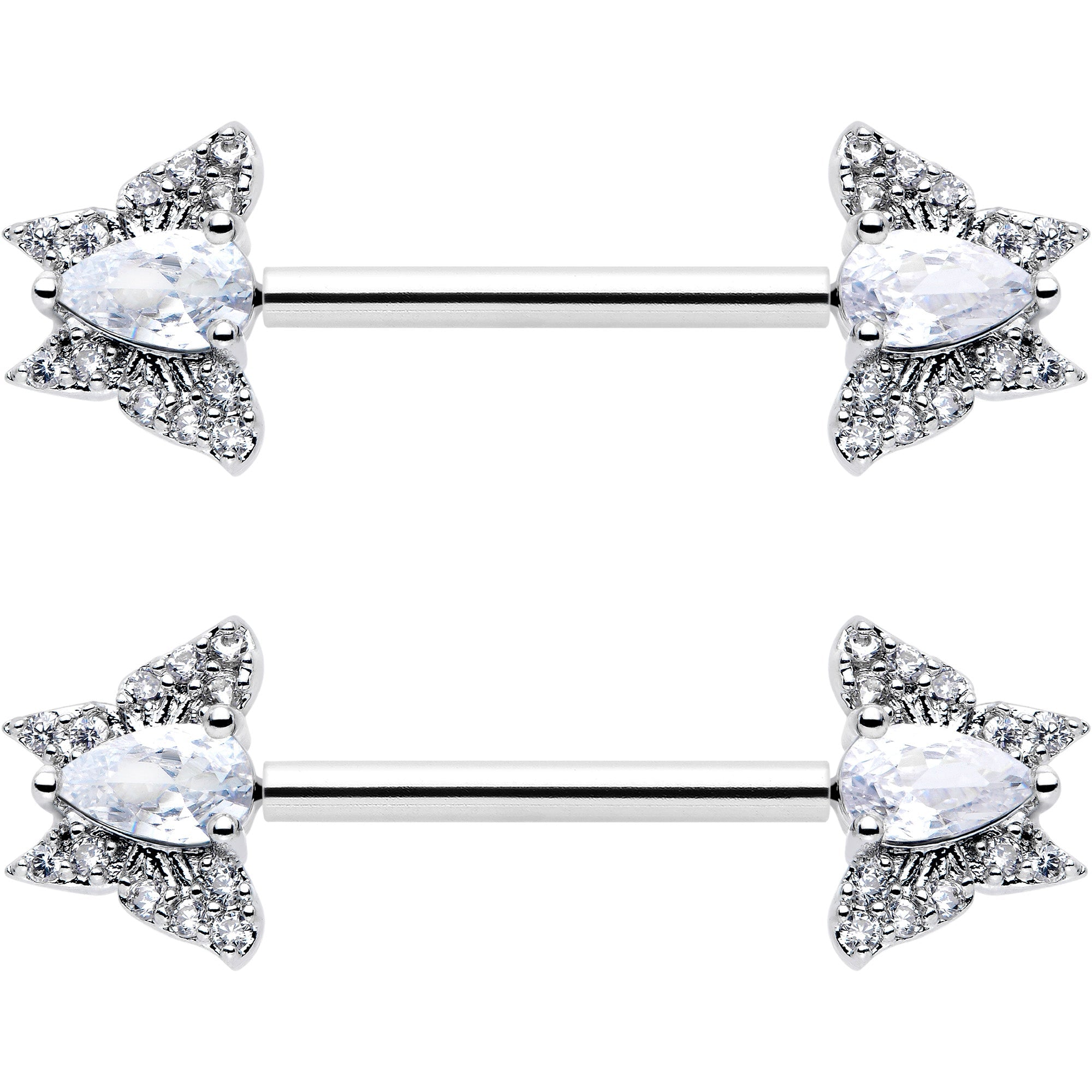 Juego de aros para pezón sin rosca estilo mariposa 14G 9/16