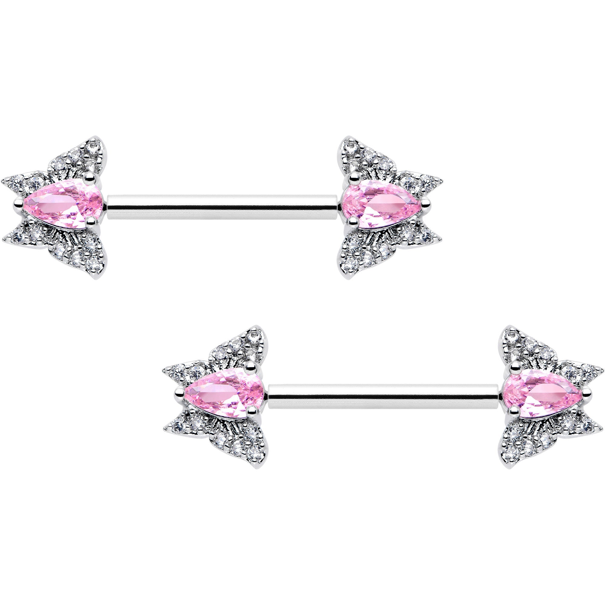 Juego de aros para pezón sin rosca estilo mariposa 14G 9/16