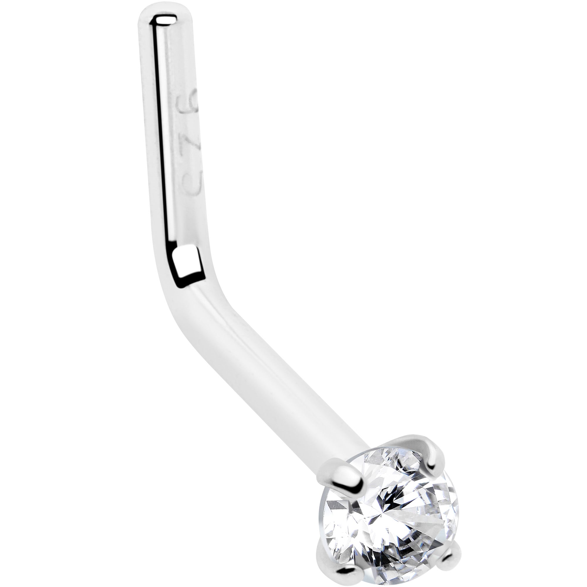 Gold CZ L-Shape Nose Ring