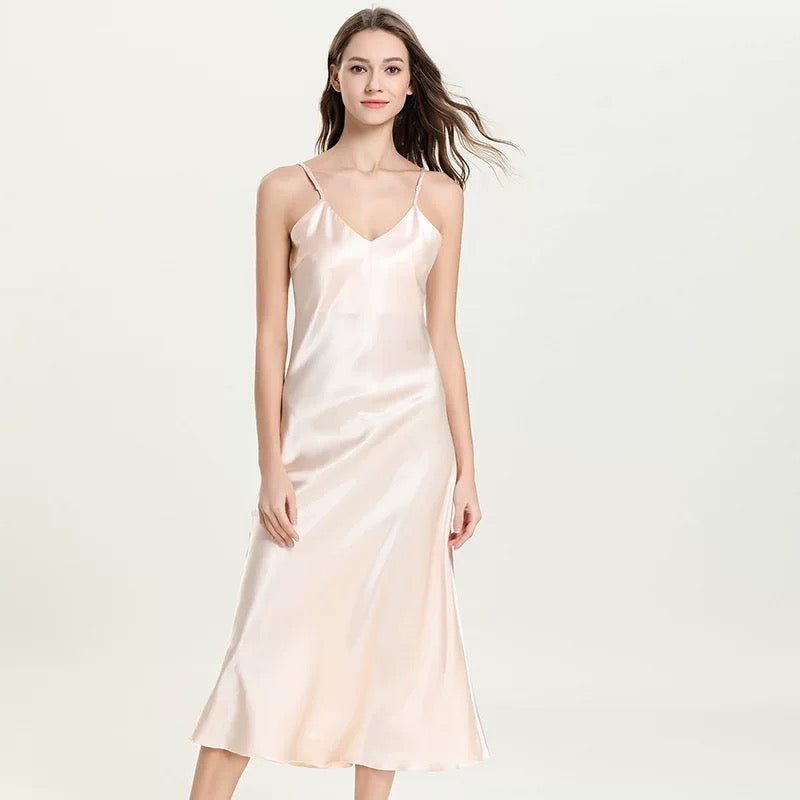 SelenaHuanStudio Tea-Length Silky Lace Nightdress & Robe Set, product view 7.