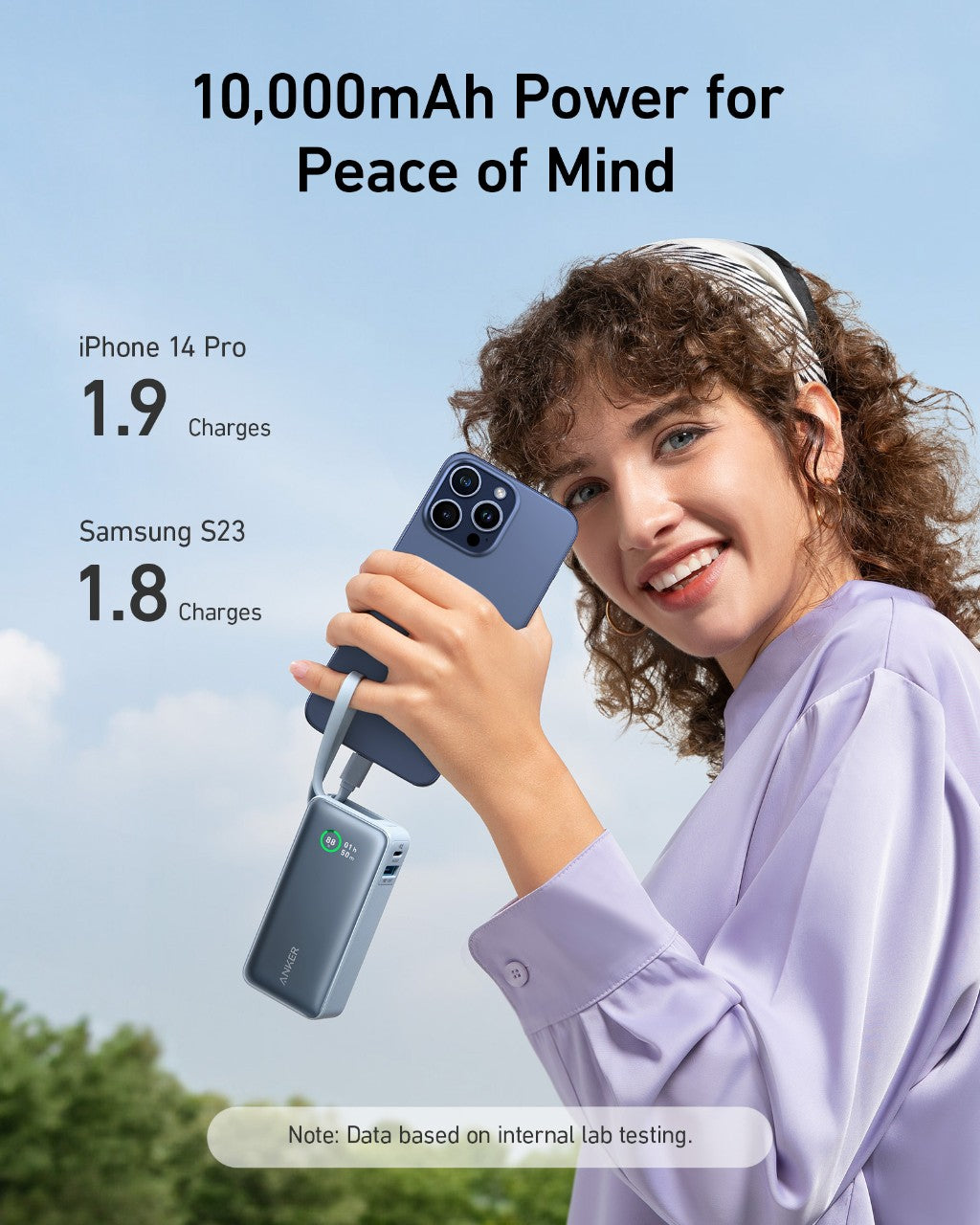 Batterie externe Anker Nano (30W, câble USB-C intégré)
