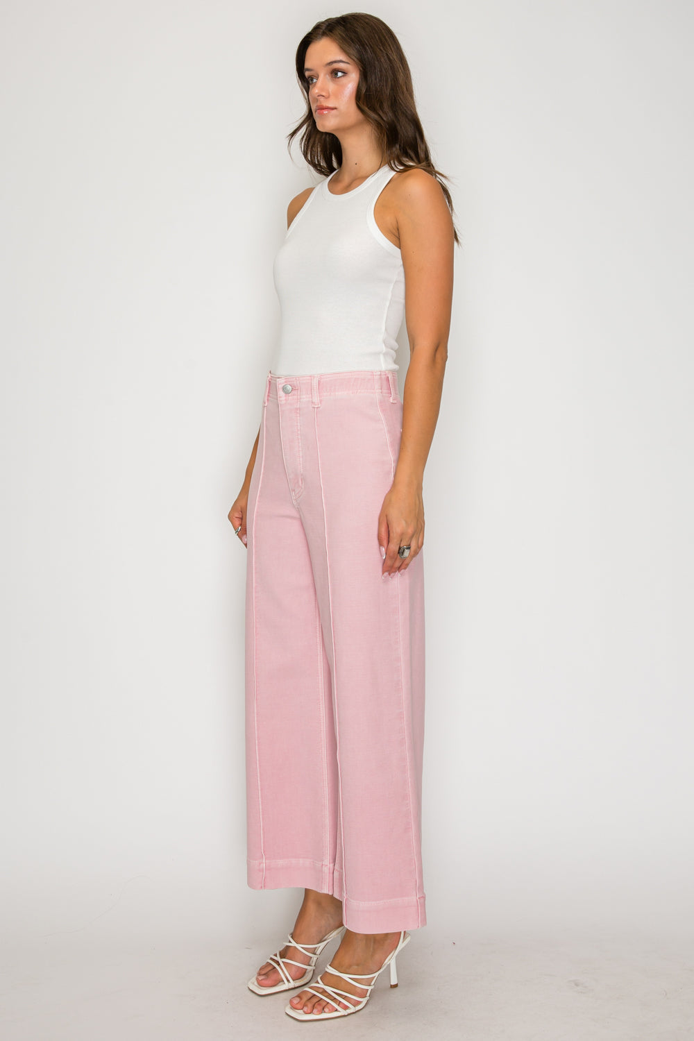 ARTEMIS VINTAGE TUMMY CONTROL ULTRA HIGH RISE PINTUCK CROP WIDE LEG JEANS