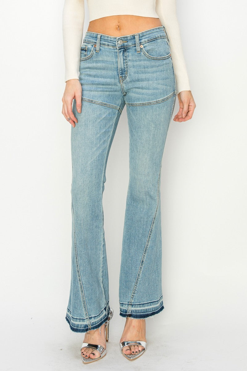 Jeans Brianna skinny acampanados de tiro alto (tallas regulares y grandes)