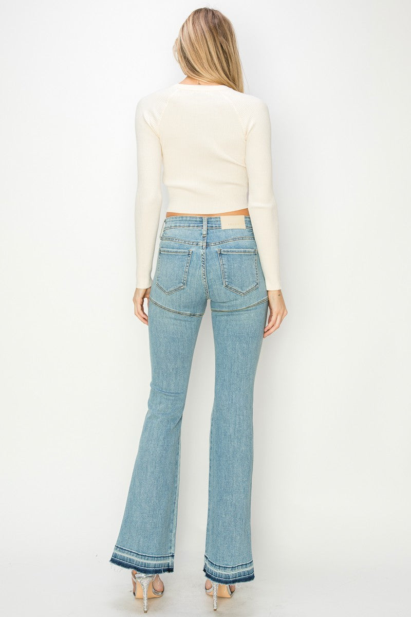 Jeans Brianna skinny acampanados de tiro alto (tallas regulares y grandes)