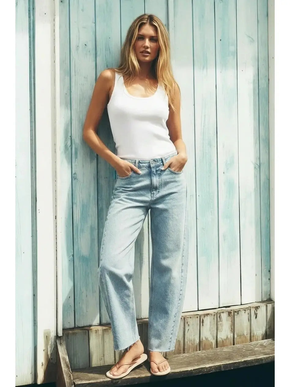 Harlow High Waisted Barrel Jeans Blue by Artemis by Artemis Vintage – product view 11