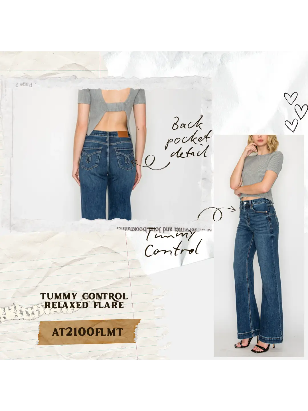Josephine Tummy Control High Rise Relaxed Holly Flare Jeans by Artemis Vintage – product view 10