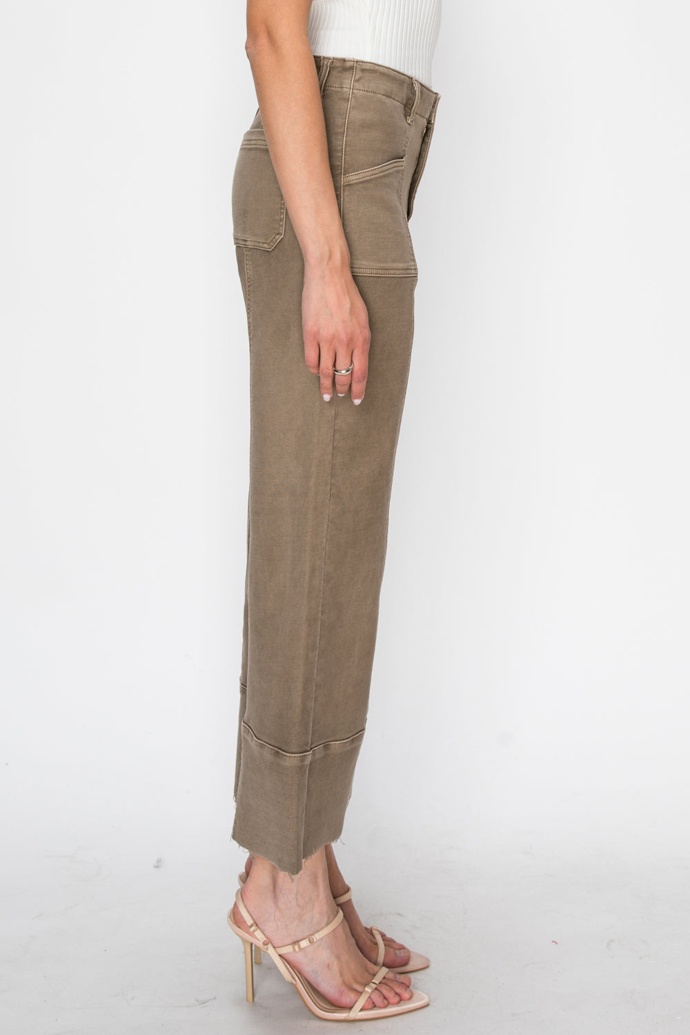 Pantalones Palazzo Cortos Slim de Tiro Alto para Mujer