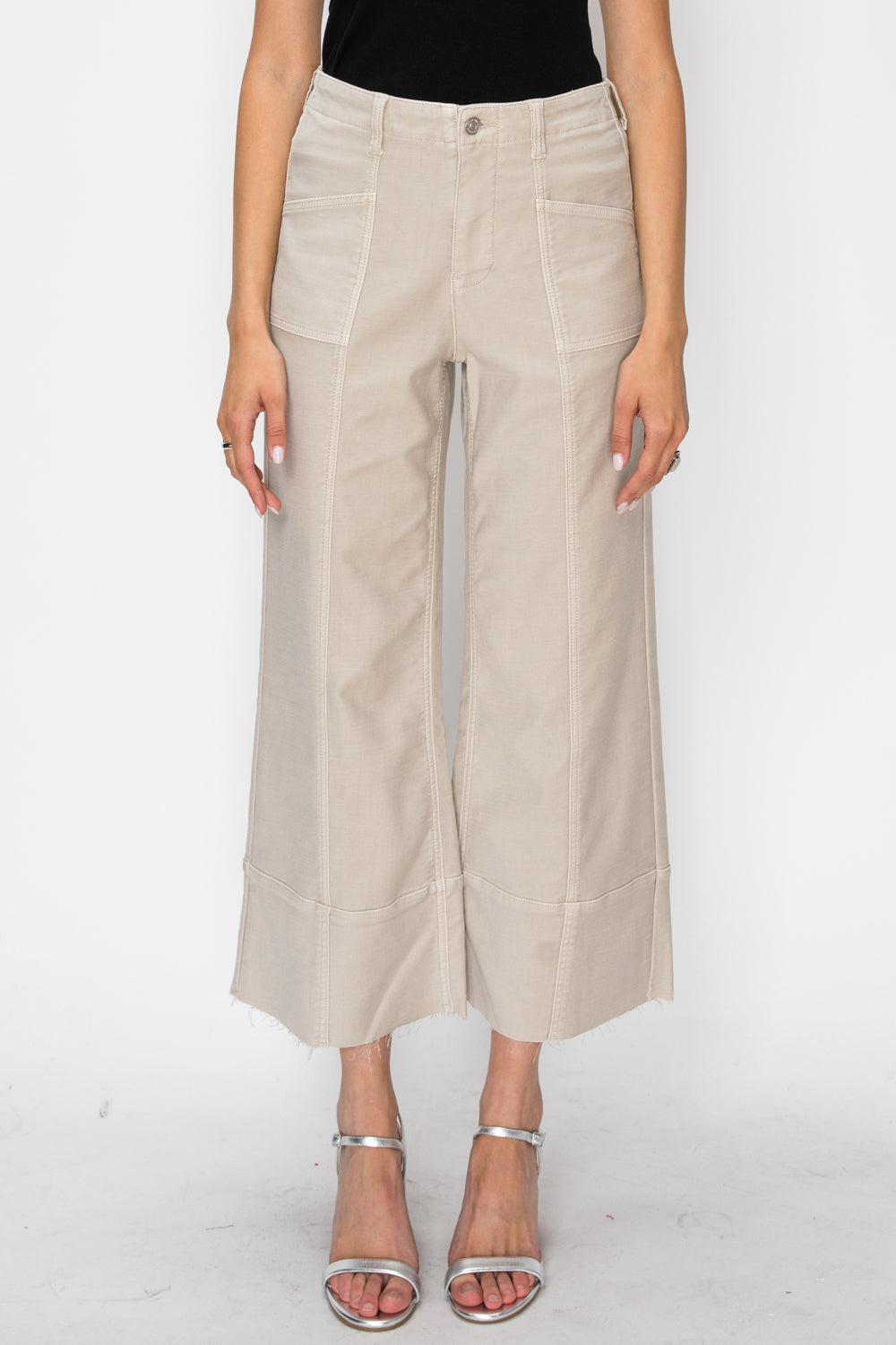 High Rise Slim Crop Palazzo Jeans