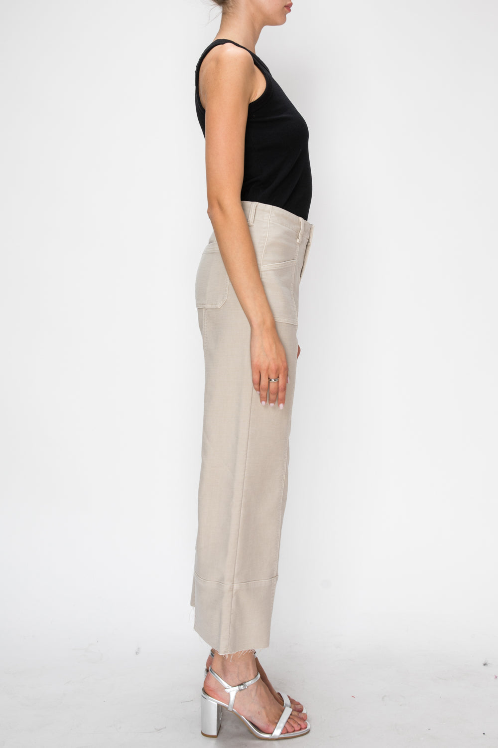 High Rise Slim Crop Palazzo Jeans