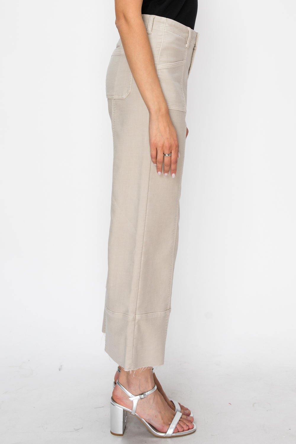High Rise Slim Crop Palazzo Jeans