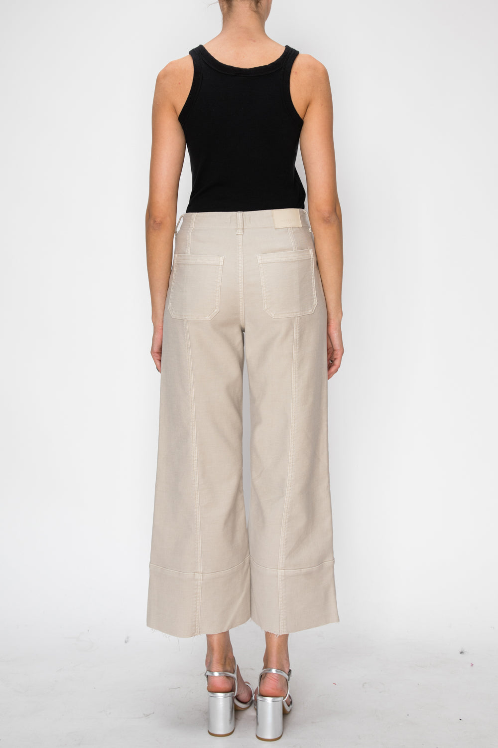 High Rise Slim Crop Palazzo Jeans