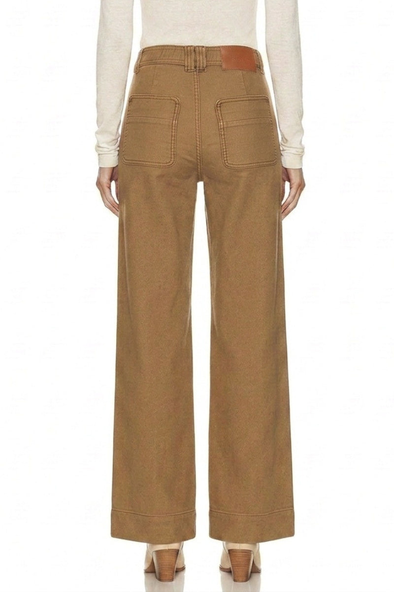 Artemis Vintage bistre high-rise crop palazzo jeans with patch pockets and a wide-leg silhouette.