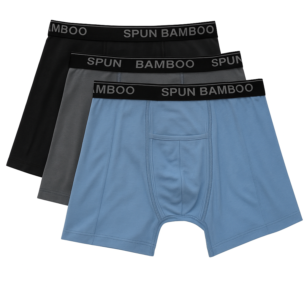 Men’s Bamboo Boxer Briefs – Soft, Breathable Mixed Color 3-Pack