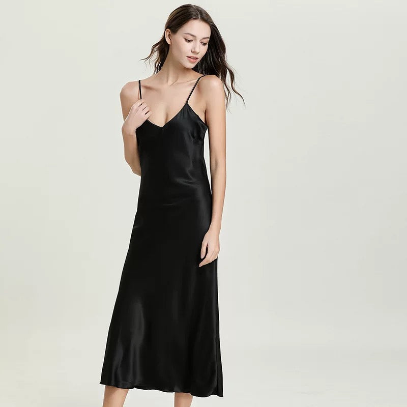 SelenaHuanStudio Tea-Length Silky Lace Nightdress & Robe Set, product view 8.