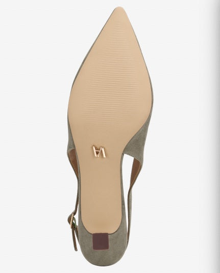 CECILIA Green Suede Embellished Slingback Pumps