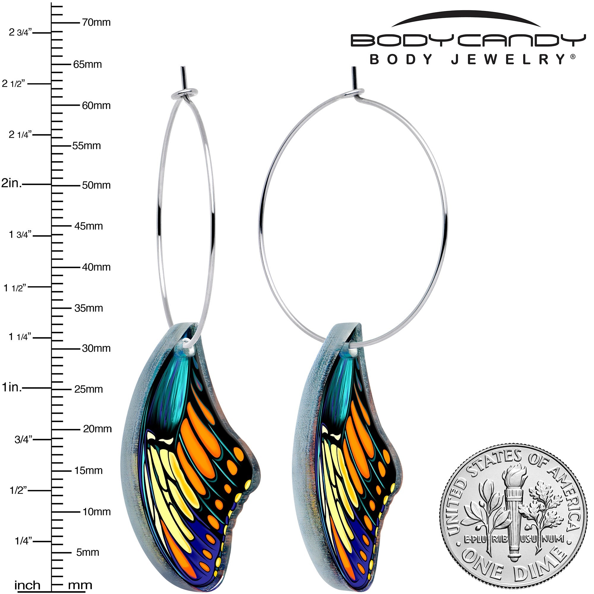 Boucles d'oreilles créoles Ailes de papillon par Onyx O