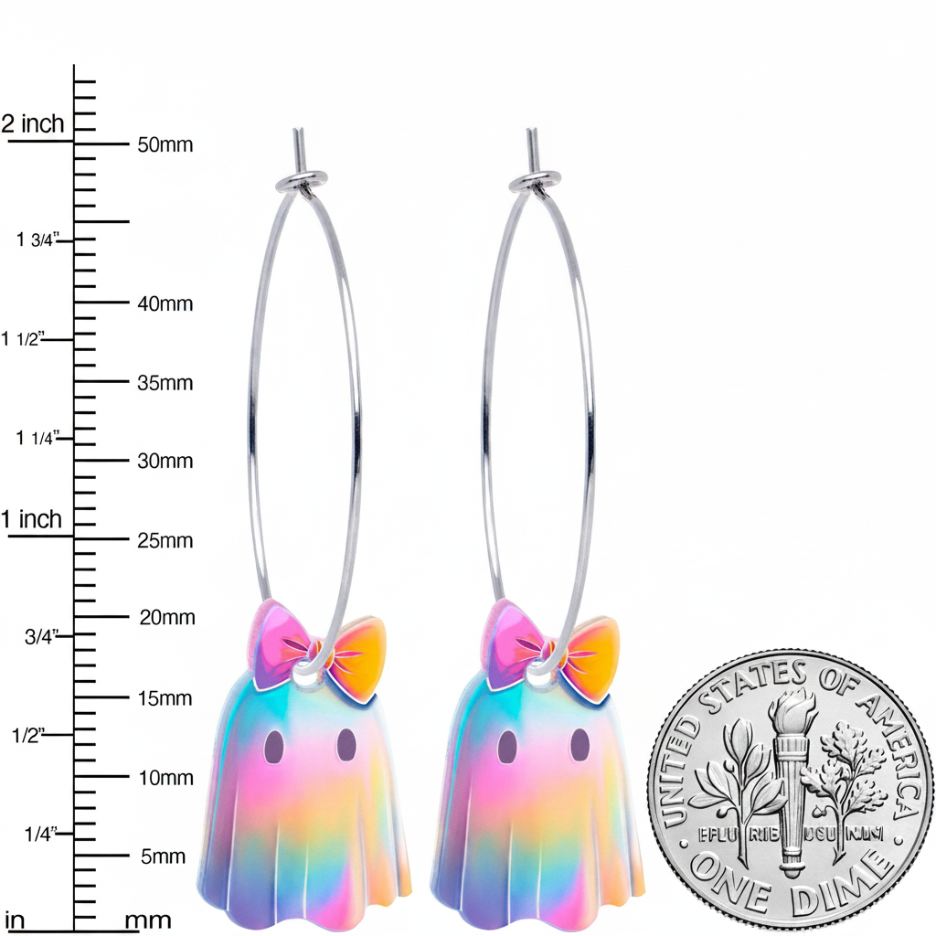Iridescent Ghost Girl Hoop Earrings by Onyx O