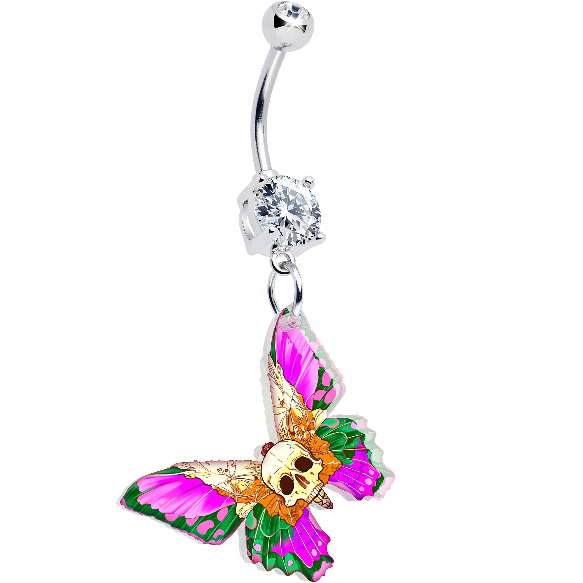 Butterfly Skull Dangle Belly Ring – Onyx O