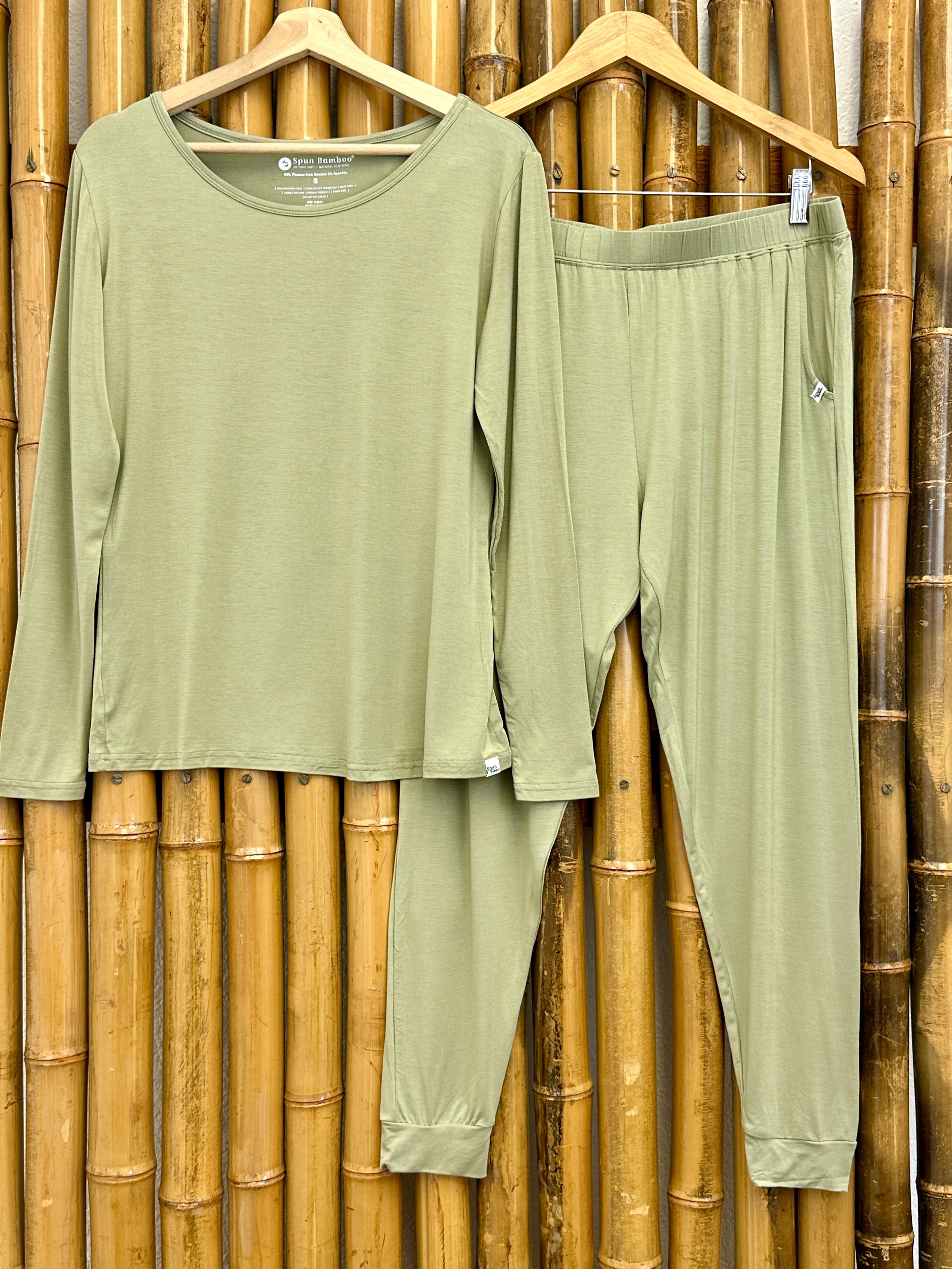 Women's Bamboo Lounge Set - Long Sleeve T-Shirt and Jogger Pants by Spun Bamboo – product view 13
