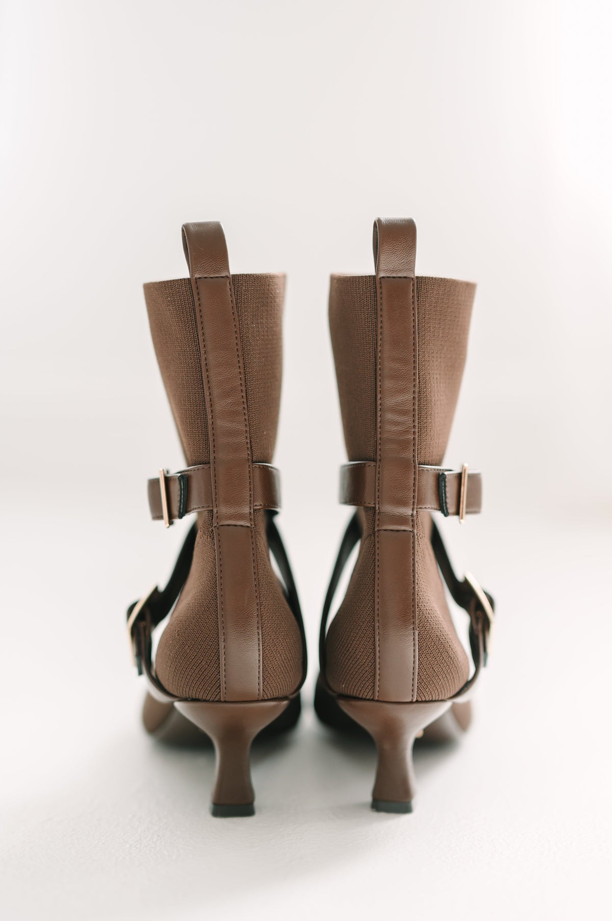 Vaila Alma Brown Knit Ankle Booties, product view 3.