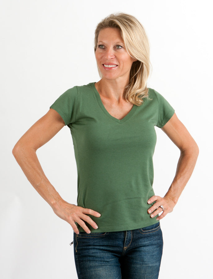 Clearance Women’s Bamboo V-Neck Cap Sleeve Tee