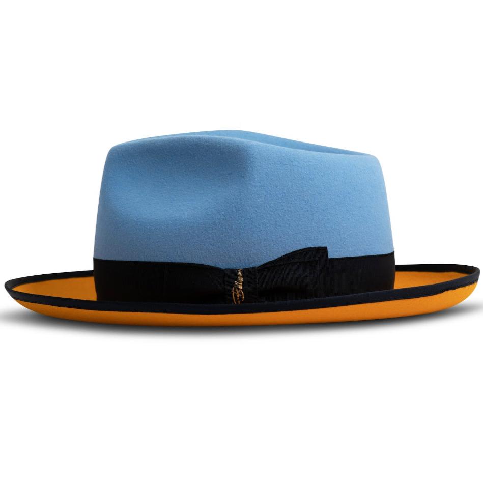 The Fox Fedora – Powder Blue / Sunset Orange Two-Tone