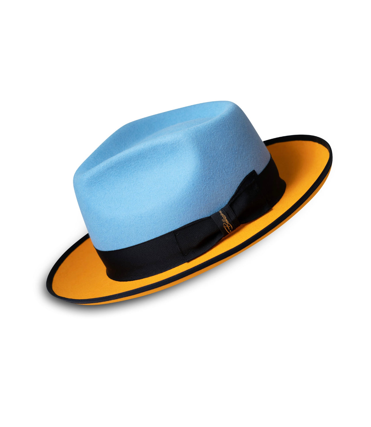 The Fox Fedora – Powder Blue / Sunset Orange Two-Tone