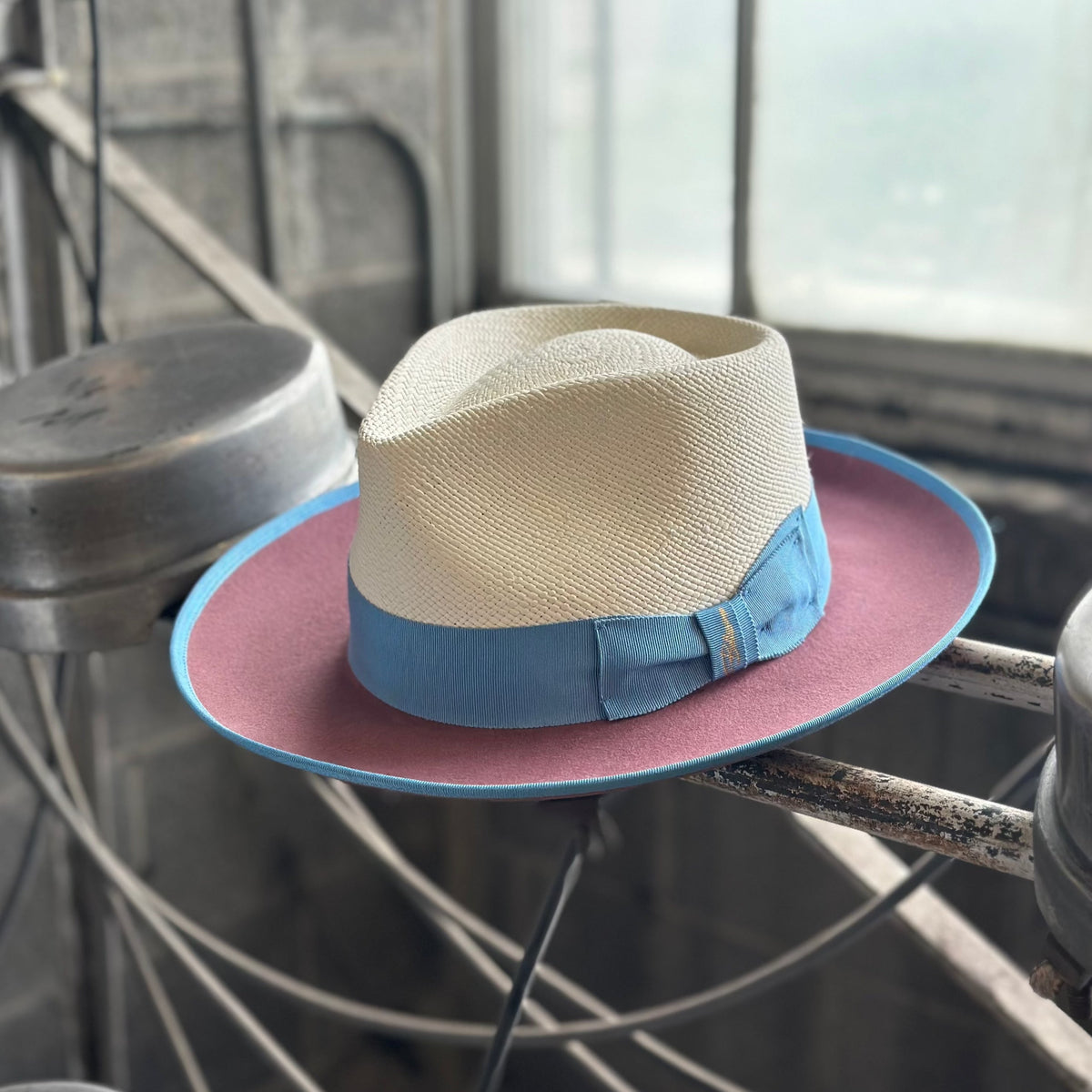 Bellissimo Two-Tone Panama Fox Hat — Powder Blue & Royal Blue; product view 3.