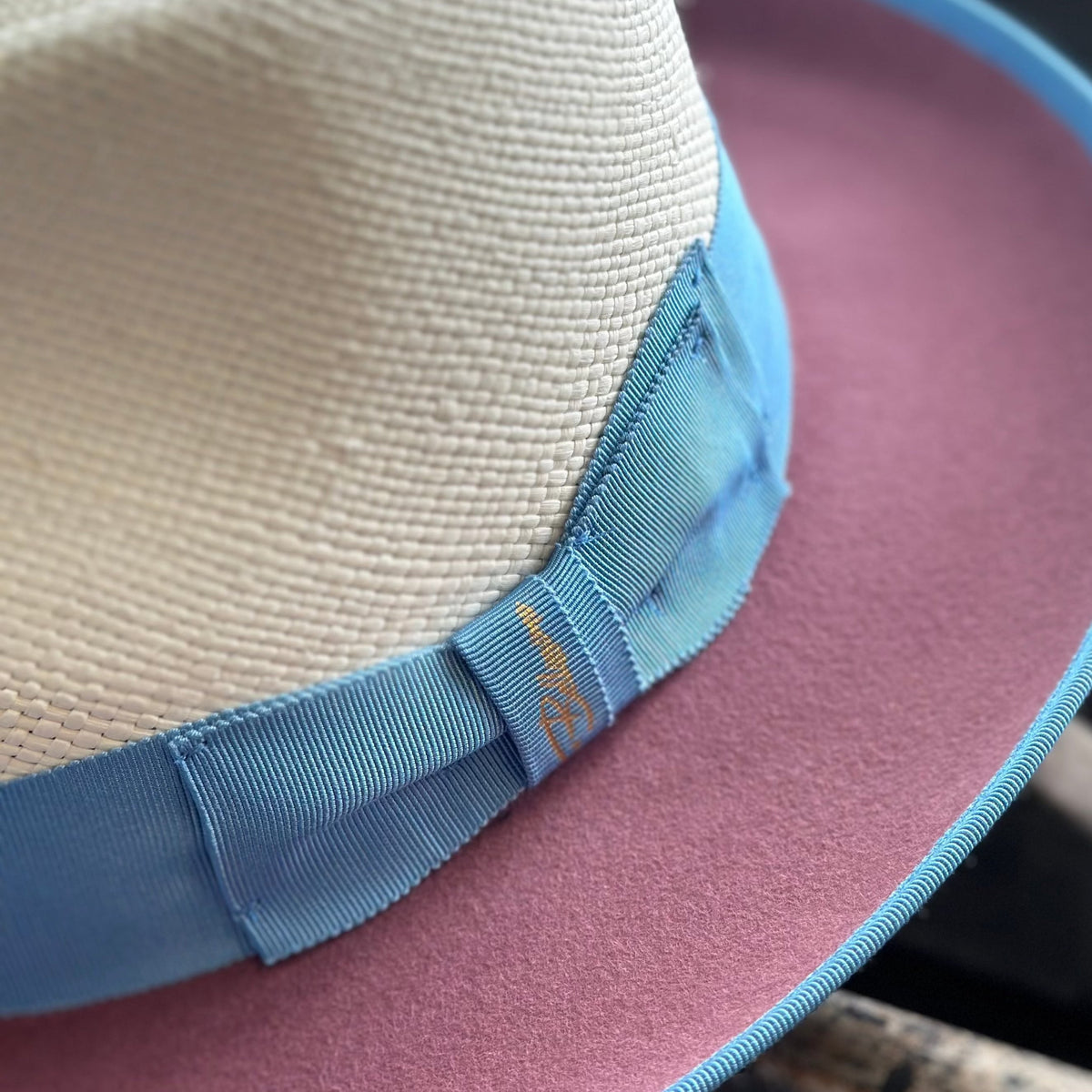 Bellissimo Two-Tone Panama Fox Hat — Powder Blue & Royal Blue; product view 2.
